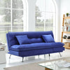 3 Seater Sofa Bed Blue Velvet Recliner Sofabed Click Clack Metal Leg Tufted Back