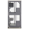 Wooden Cat House Kitten Cage Enclosure on Wheels w/Asphalt Roof 2 Platforms