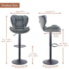 2x Bar Stools Faux Leather Gas Lift Adjustable Pub Chair Frosting Base Swivel