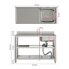 Stainless Steel Single Bowl Catering Sinks Commercial Home Kitchen LHD Platform