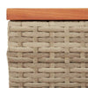Garden Side Tables Dining Table 2 pcs Beige Poly Rattan Solid Wood