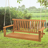 Acacia Wood Porch Swing 2-Person Patio Hanging Chair Outdoor Hanging Swing Bench