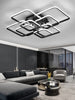 Modern LED Ceiling Light Black Frame Square Shape Chandelier Dining Room
