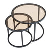 Nesting Teal Colour Glass Coffee Table Sofa Side Round Living Room Furniture Set