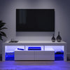 TV Stand White Modern Entertainment Units Living Room 2 Drawers with LED Lights