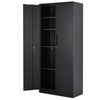 VEVOR Metal Storage Cabinet w/ 3 Keys Adjustable Shelves & Magnetic Door Black