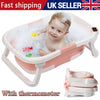 Portable Baby Bath Tub Toddler Bathtub with Thermometer Collapsible Baby Shower