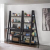 Corner Computer Desk With Shelves Black Home Office Ladder Bookcase Workstation