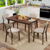 Chic 5-Piece Dining Table Set for 4 Wooden Table & 4 Upholstered Chairs Brown