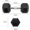 2*10kg Rubber Hex Dumbbells Set Pair Ergo Hand Weights Encased Hexagonal Gym