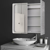 Wall Mount LED Mirror Cabinet 2-Door Storage Cupboard w/ Bluetooth Shaver Socket