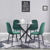 4x Velvet PU Leather Dining Chairs&Round Tempered Glass Dining Table Dining Set