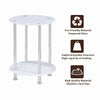 2 Tier Round White Tempered Glass Side End Table Stainless Steel Bedside Table