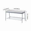 2x Rectangular Grey Faux Leather Dining Bench w/ Metal Storage Shelf Shoes Bench