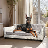 Large Crushed Velvet Dog Sofa Bed Elevated Tufted Pet Couch Bed Snuggle Lounger