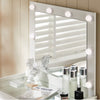 White Dressing table LED With Clear Glass Top Makeup Desk Drawers Stool Vanity