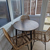 Small Round Dining Table for 4 People Metal Legs Industrial Kitchen Table 80cm