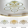 LED Ceiling Light Crystal Gold Chandelier Living Room Bedroom Dimmable w. Remote