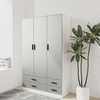 Wardrobe 180cm Tall Hanging Rail Shelf Storage Drawers White Grey Wood Unit Home