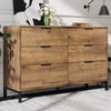 Modern Sideboard Cabinet 6 Drawers Chest of Drawers for Home Storage Dark Oak