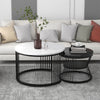 Round Coffee Tables Set of 2 End Table Nesting Tables Marble Pattern Living Room