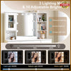 White Dressing Table Wood Makeup Desk with LED Mirror 7 Drawers Storage Bedroom