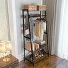 Industrial Open Wardrobe Clothes Rail Rack Bedroom Rustic Wood Metal Frame Shelf