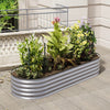 Galvanized Silver Oval Steel Raised Garden Bed Outdoor Planter 240x80x42cm