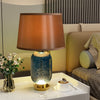 Modern Coastal Blue Glass LED Table Lamp Art Glass Bedside Lamp Reading Lights