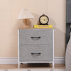 2 Drawers Side Table with Fabric Drawer Wood Tabletop Storage Bedside Table Grey