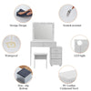 LED Light Vanity Dressing Table Set Bedroom Makeup Desk With Mirror Drawer Stool