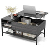 Lift Top Coffee Table Living Room Table w/ Storage Shelf-Grey