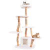6-Tier Activity Center 168 cm Tall Solid Wood Cat Tree-White