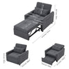 3-in-1 Single Sofa Bed Recliner Armchair Sleeper Chair Bed Chaise Longue Lounger