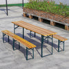 Beer Party Table Bench Set Outdoor Folding Wood Garden Trestle Dining Chairs 7ft