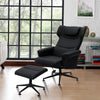 Adjustable Backrest Manual Recliner Armchair PU Leather Swivel Chair w/Footstool