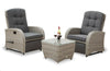 Bellevue Rattan Rocking Garden Chair Set Reclining Armchairs Glass Top Table