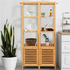 Tall Bamboo Bathroom Storage Cabinet Unit Cupboard with 3 Open Shelves