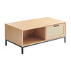 Modern Rattan Coffee Table with Drawer & Storage for Living Room Center Table