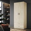 Bedroom 2 Door 2 Drawers Wardrobe with Hanging Rail Oak Large Storage Cupboards