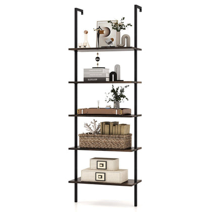 5-Tier Ladder Shelf Bookshelf Wall Mounted Storage Organizer Plant Display Rack