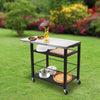 Foldable Stainless Pizza Oven Table Three-Shelf Garden Food Trolley Grill Cart
