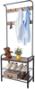 Coat Rack Shoe Bench Storage Stand Hallway Entryway Organizer Hooks Black Oak