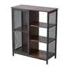 Industrial Wooden Cabinet Storage Sideboard Mesh Door Kitchen Hallway Organizer