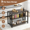 Costway 93cm Counter Height Table 3-Tier Wine Tall Bar Unit Table with Storage