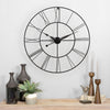 Large 80CM Skeleton Metal Roman Wall Clocks Big Numerals Giant Open Round Face