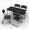 Rattan Effect Metal Folding 4ft Table & 4 Chairs Outdoor Indoor Furniture Dining