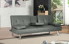 Sofa Bed Faux Leather with Cup Holders 2 Seater Click Clack Living Room Recliner