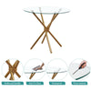 4x White Faux Leather Dining Chairs&Round Tempered Glass Golden Leg Dining Table