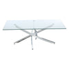 Modern Clear Tempered Glass Top Coffee Table Chrome Legs Living Kitchen Tables